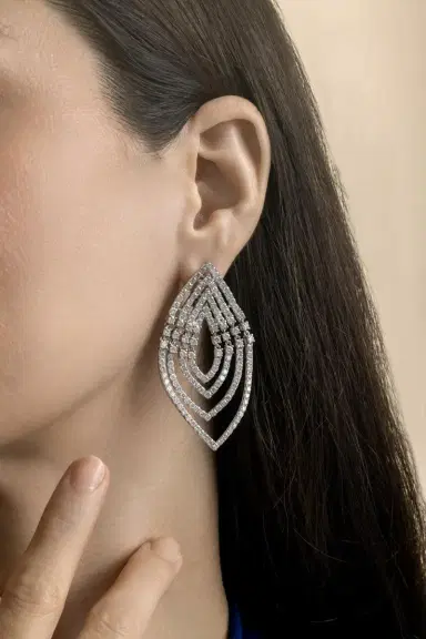STEFERE Diamond Ripple Effect Earrings | Thumbnail 4
