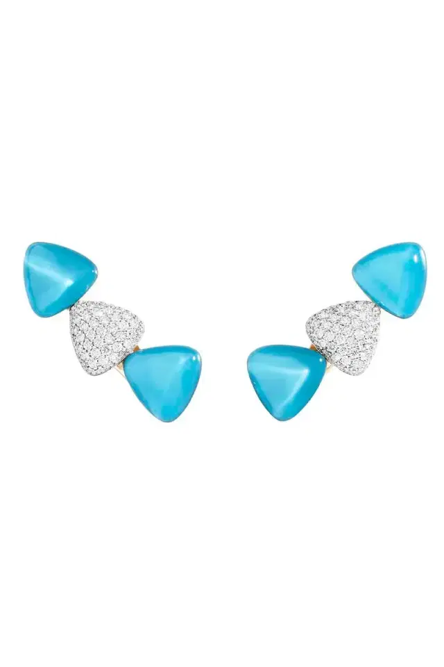 Vhernier Diamond Rock Crystal Turquoise Earrings