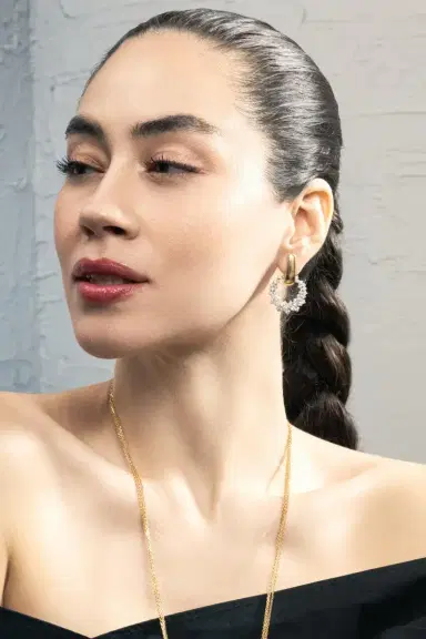 YEPREM Diamond Round Circle Drop Earrings | Thumbnail 3