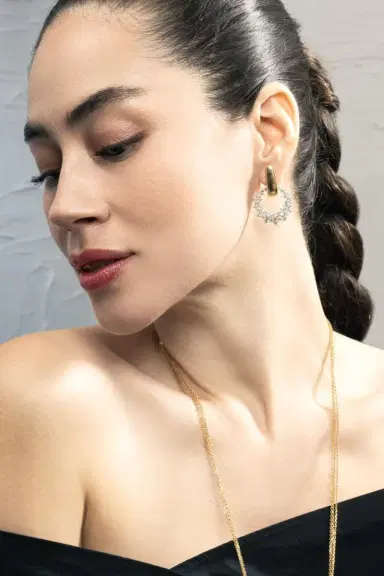 YEPREM Diamond Round Circle Drop Earrings | Thumbnail 4