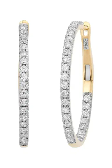 SARA WEINSTOCK Diamond Round Large Eternity Hoop Earrings | Thumbnail 1