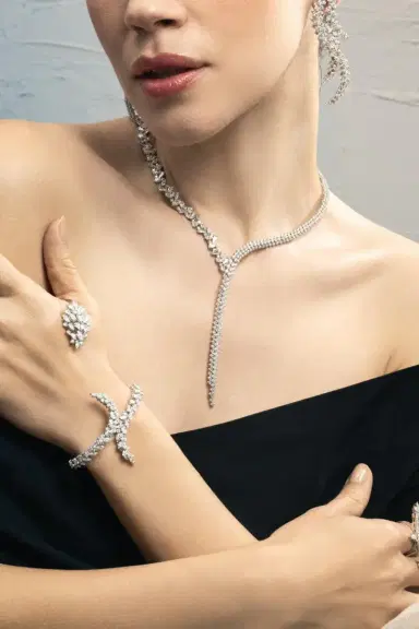 YEPREM Diamond Round Marquise Y Drop Necklace | Thumbnail 2