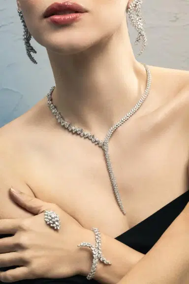 YEPREM Diamond Round Marquise Y Drop Necklace | Thumbnail 3