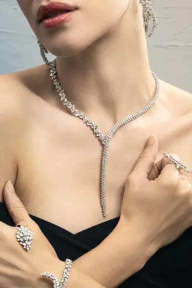 YEPREM Diamond Round Marquise Y Drop Necklace | Thumbnail 4