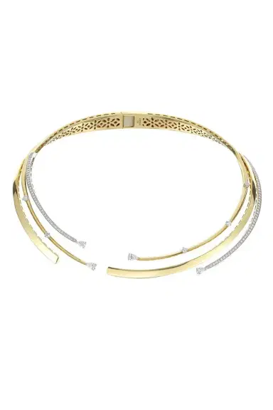 YEPREM Diamond Round Pear Golden Strada Statement Collar Necklace | Thumbnail 1 YEPREM Diamond Round Pear Golden Strada Statement Collar Necklace | Thumbnail 1