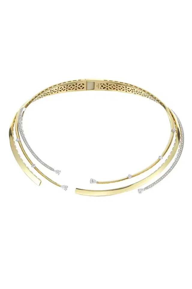 YEPREM Diamond Round Pear Golden Strada Statement Collar Necklace