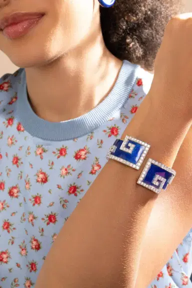 DAVID WEBB Diamond Royal Blue Scroll Cuff Bracelet | Thumbnail 4 DAVID WEBB Diamond Royal Blue Scroll Cuff Bracelet | Thumbnail 4
