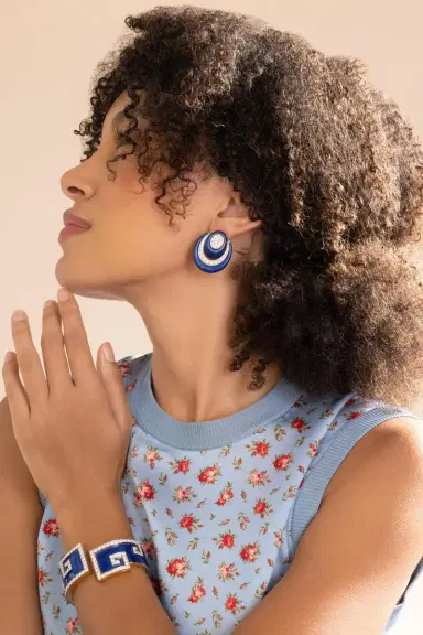 DAVID WEBB Diamond Royal Blue Studio Earrings | Thumbnail 3