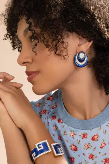 DAVID WEBB Diamond Royal Blue Studio Earrings | Thumbnail 4