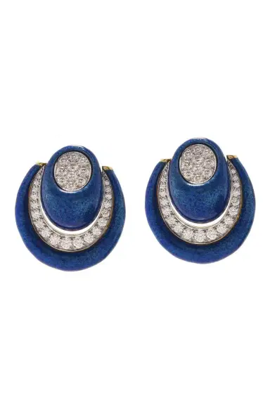 DAVID WEBB Diamond Royal Blue Studio Earrings | Thumbnail 1