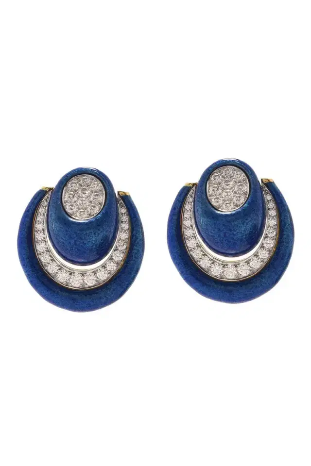 DAVID WEBB Diamond Royal Blue Studio Earrings