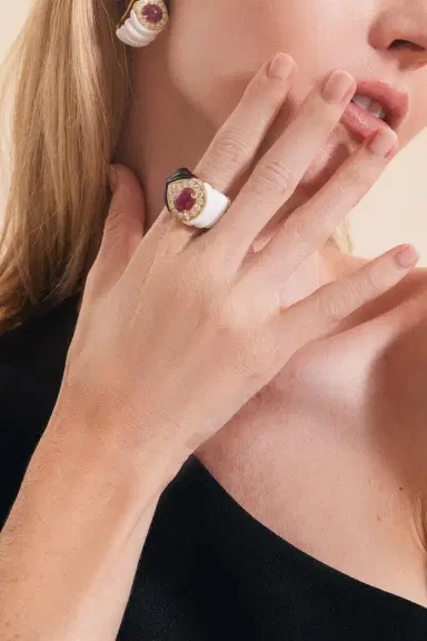 ANDREOLI Diamond Ruby Black White Kogolong Ring | Thumbnail 3