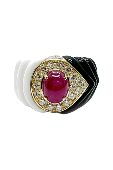 ANDREOLI Diamond Ruby Black White Kogolong Ring | Thumbnail 1
