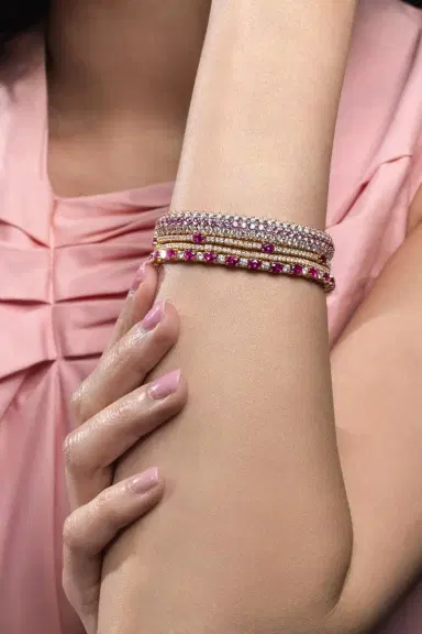 ROBERTO DEMEGLIO Diamond Ruby Oval Stretch Bracelet | Thumbnail 3