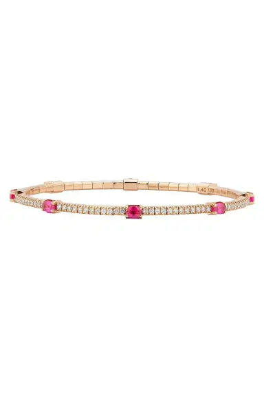 ROBERTO DEMEGLIO Diamond Ruby Oval Stretch Bracelet | Thumbnail 1