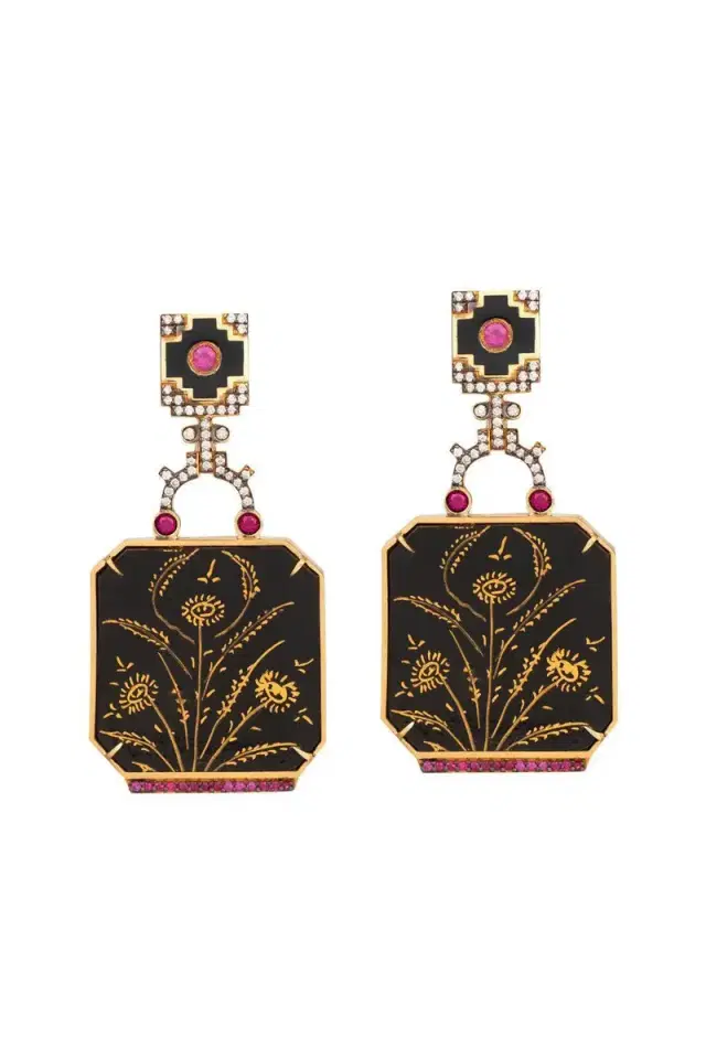 Silvia Furmanovich Diamond Ruby Papel Marche Earrings