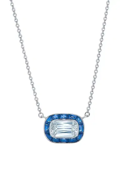 KWIAT Diamond Sapphire Halo Pendant Necklace | Thumbnail 1 KWIAT Diamond Sapphire Halo Pendant Necklace | Thumbnail 1