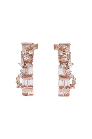 Ananya Diamond Scatter Baguette Hoop Earrings | Thumbnail 1 Ananya Diamond Scatter Baguette Hoop Earrings | Thumbnail 1