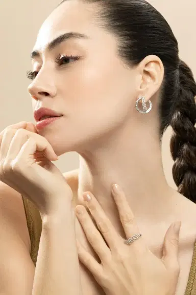 Ananya Diamond Scatter Double Hoop Earrings | Thumbnail 3