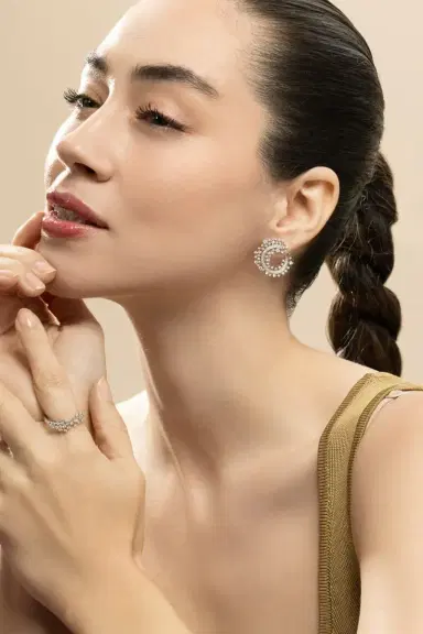 Ananya Diamond Scatter Edge Hoop Earrings | Thumbnail 2