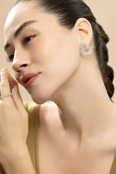 Ananya Diamond Scatter Edge Hoop Earrings | Thumbnail 3