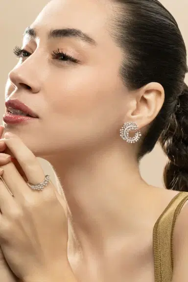 Ananya Diamond Scatter Edge Hoop Earrings | Thumbnail 4