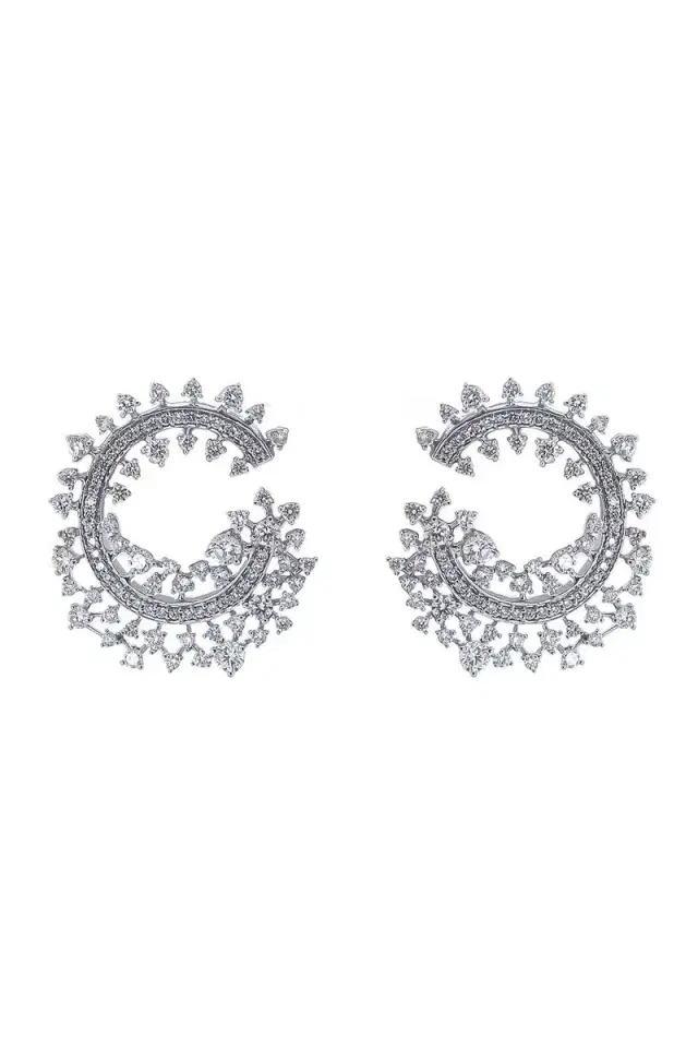 Ananya Diamond Scatter Edge Hoop Earrings