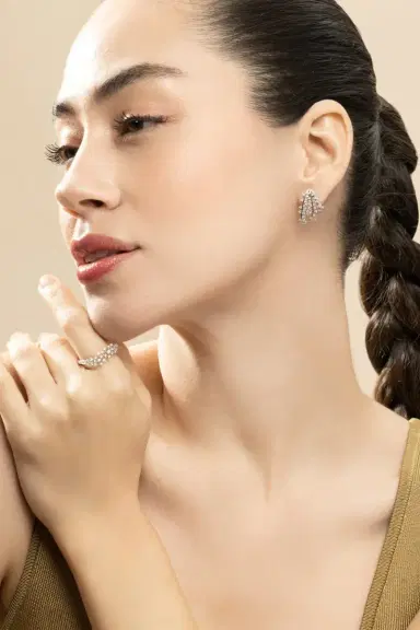 Ananya Diamond Scatter Tri-Hoop Earrings | Thumbnail 2