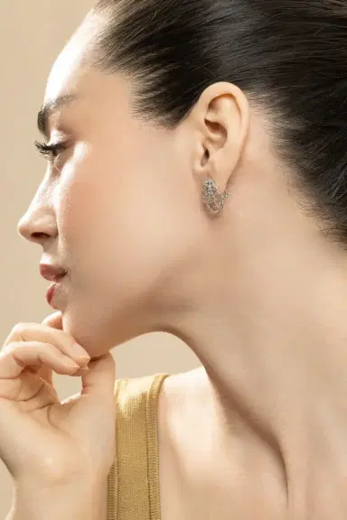 Ananya Diamond Scatter Tri-Hoop Earrings | Thumbnail 3