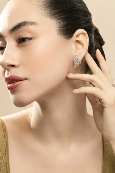 Ananya Diamond Scatter Tri-Hoop Earrings | Thumbnail 4