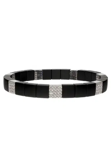 ROBERTO DEMEGLIO Diamond Seven Section Matte Black Scacco Bracelet | Thumbnail 1 ROBERTO DEMEGLIO Diamond Seven Section Matte Black Scacco Bracelet | Thumbnail 1