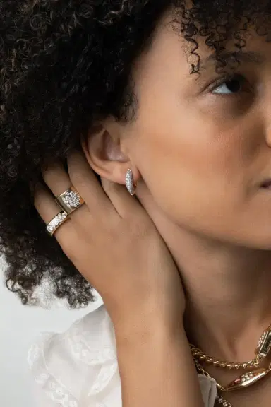 Uniform Object Diamond Shard Huggie Earrings | Thumbnail 2