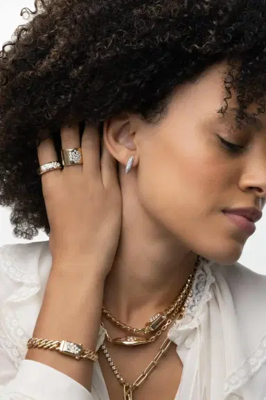 Uniform Object Diamond Shard Huggie Earrings | Thumbnail 4
