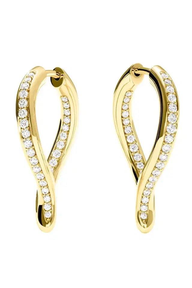 TAMARA COMOLLI Diamond Signature Twisted Drop Hoop Earrings
