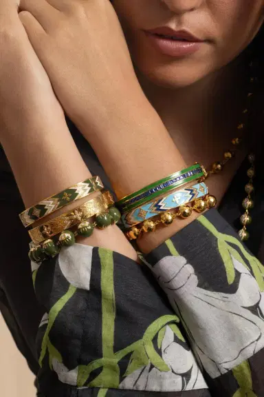 BUDDHA MAMA Diamond Sky Blue Cross Bangle Bracelet | Thumbnail 5