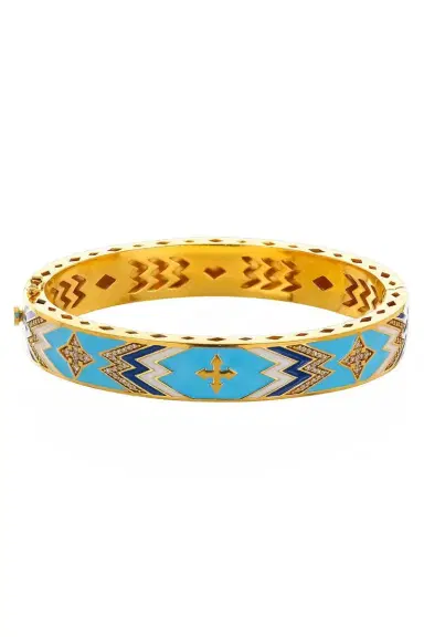 BUDDHA MAMA Diamond Sky Blue Cross Bangle Bracelet | Thumbnail 1