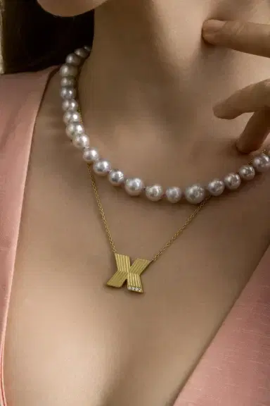 LEIGH MAXWELL Diamond Small Rigid Initial Necklace | Thumbnail 3