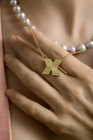 LEIGH MAXWELL Diamond Small Rigid Initial Necklace | Thumbnail 4