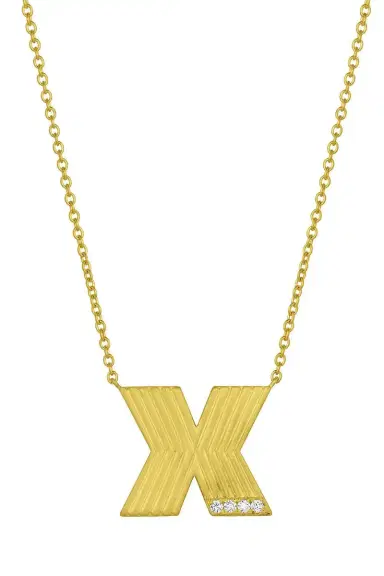 LEIGH MAXWELL Diamond Small Rigid Initial Necklace | Thumbnail 1