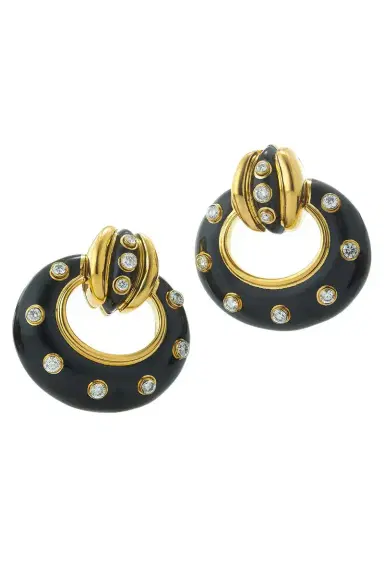 DAVID WEBB Diamond Stud Doorknocker Earrings | Thumbnail 1