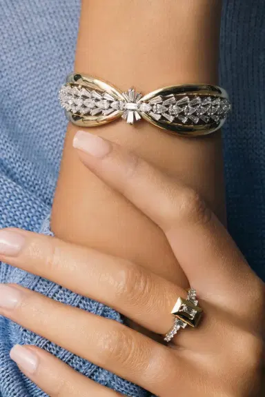 YEPREM Diamond Taper Cut Statement Bracelet | Thumbnail 4 YEPREM Diamond Taper Cut Statement Bracelet | Thumbnail 4
