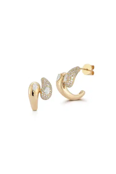 DANA REBECCA DESIGNS Diamond Taylor Elaine Bypass Hoop Earrings | Thumbnail 1 DANA REBECCA DESIGNS Diamond Taylor Elaine Bypass Hoop Earrings | Thumbnail 1