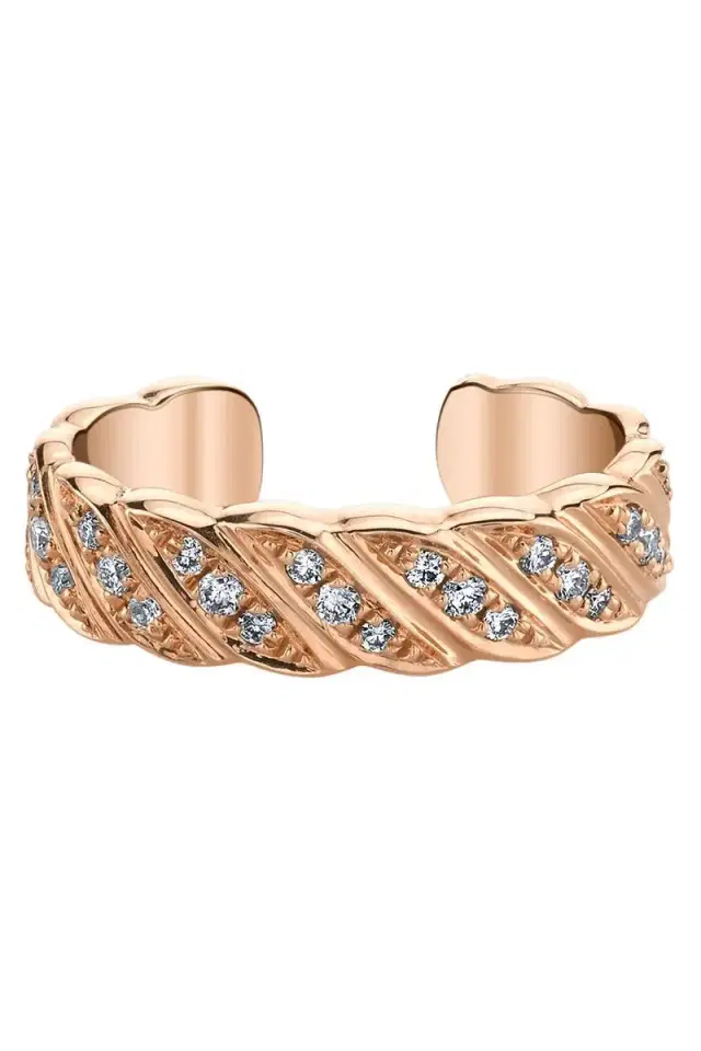 Diamond Thin Braided Ear Cuff