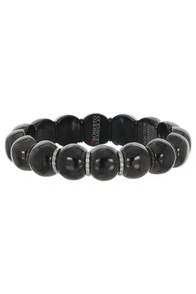 ROBERTO DEMEGLIO Diamond Three Bar Black Dama Stretch Bracelet | Thumbnail 1