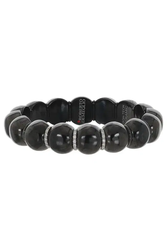 ROBERTO DEMEGLIO Diamond Three Bar Black Dama Stretch Bracelet