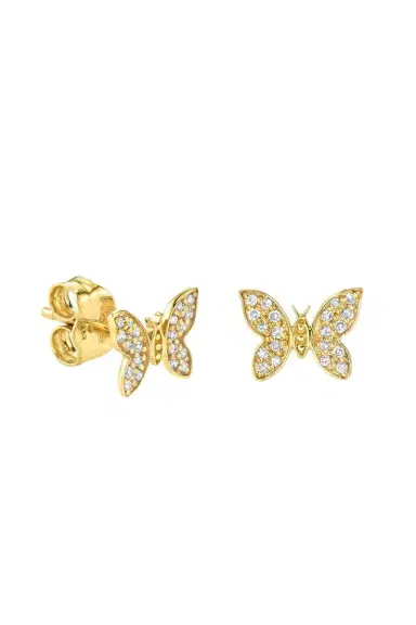 Sydney Evan Diamond Tiny Butterfly Stud Earrings | Thumbnail 1