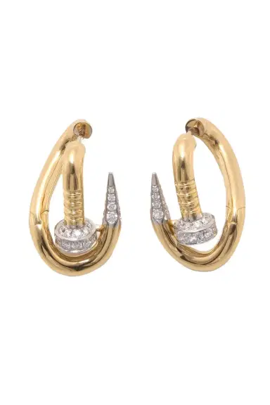DAVID WEBB Diamond Tip Bent Nail Earrings | Thumbnail 1