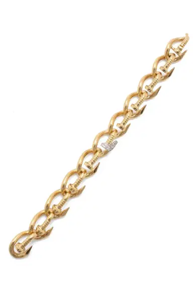 DAVID WEBB Diamond Tip Hammered Bent Nail Link Bracelet | Thumbnail 1 DAVID WEBB Diamond Tip Hammered Bent Nail Link Bracelet | Thumbnail 1