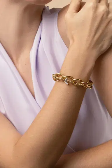 DAVID WEBB Diamond Tip Polished Bent Nail Link Bracelet | Thumbnail 2