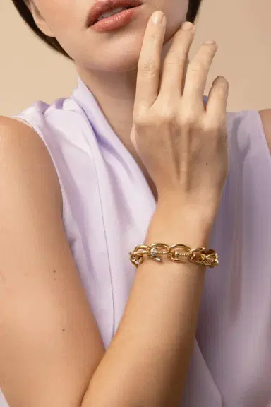 DAVID WEBB Diamond Tip Polished Bent Nail Link Bracelet | Thumbnail 4